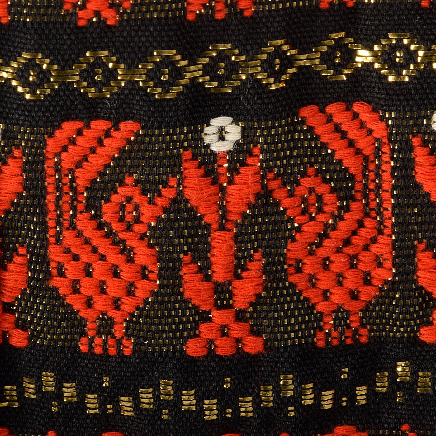 1950s Pleated Black Skirt with Red and Metallic Embroidery