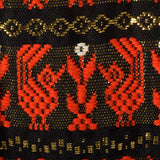 1950s Pleated Black Skirt with Red and Metallic Embroidery