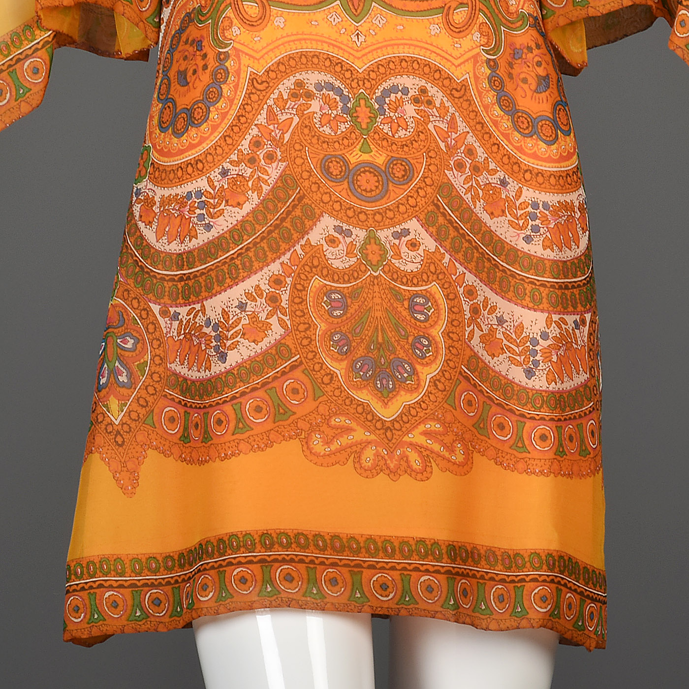 1960s Saks Fifth Avenue Silk Micro Mini Dress with Angel Sleeves