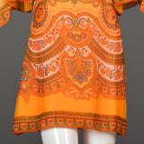 1960s Saks Fifth Avenue Silk Micro Mini Dress with Angel Sleeves