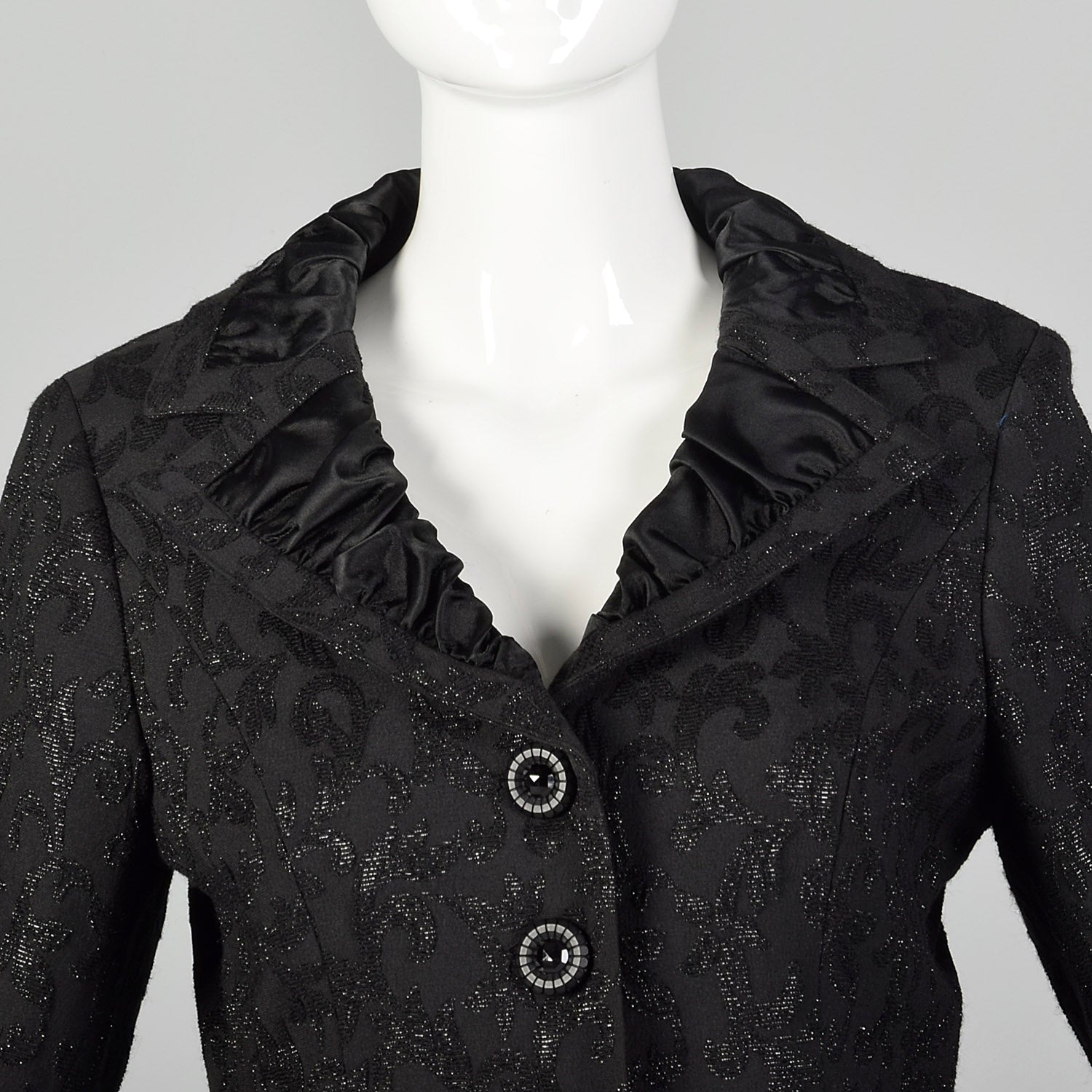 Small Black Metallic Floral Blazer