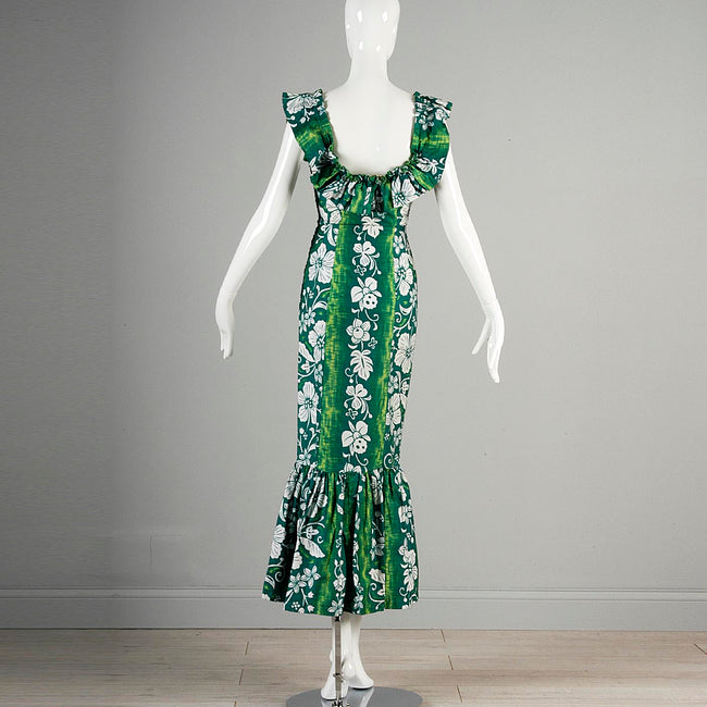 1950s Hawaiian Dress with Fishtail Hem