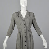 1940s Black and White Check Day Dress
