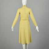 Small 1970s Novelty Horse Knit Outfit Long Sleeve Yellow Top Skirt Separates