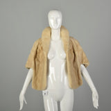 OSFM 1950s Blonde Mink Fur Cape Shawl Collar Stole Warm Winter Wrap