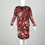 Medium-Large 1980s Black Burn Out Velvet Dress