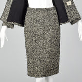 1960s Black and White Boucle Wool Skirt Suit