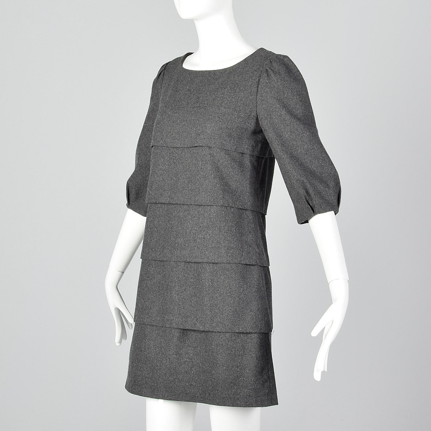 Miu Miu Layered Gray Wool Mini Dress
