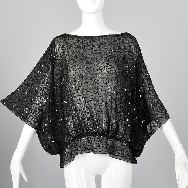 1990s Beaded Batwing Top