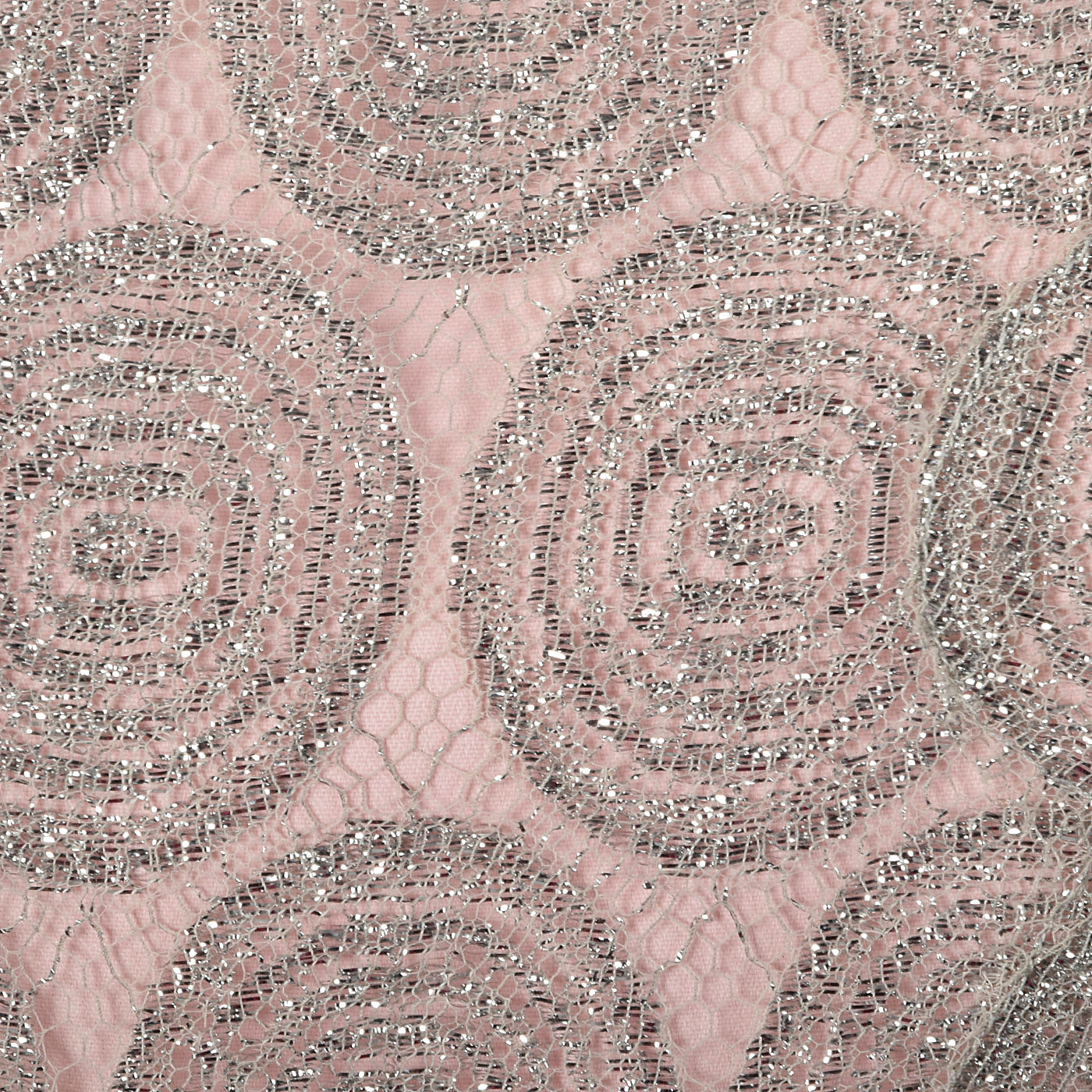 1960s Pink Dress with Silver Lace Overlay