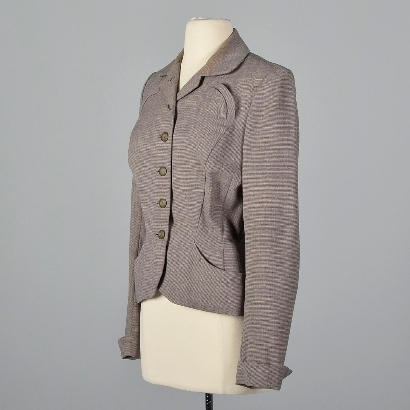 1950s Fitted Blazer in Pink and Gray Stripe