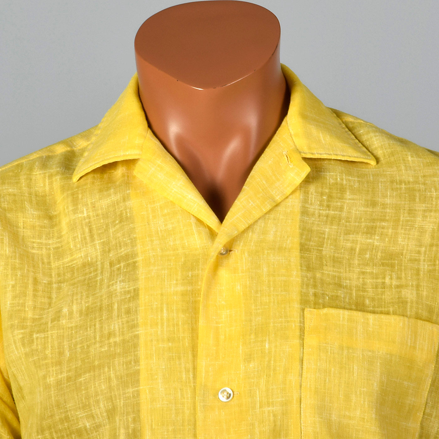 1960s Mens Yellow Semi Sheer Short Sleeve Shirt