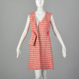Small 1960s Plaid Wool Dress & Scarf Set