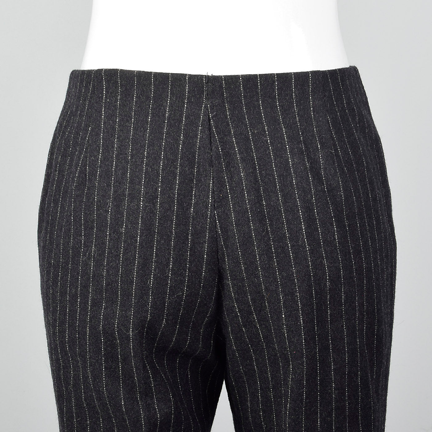 1960s Gray Wool Cigarette Pants with White Pinstripe