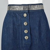 1980s Galanos Denim Set with Rhinestone Detail