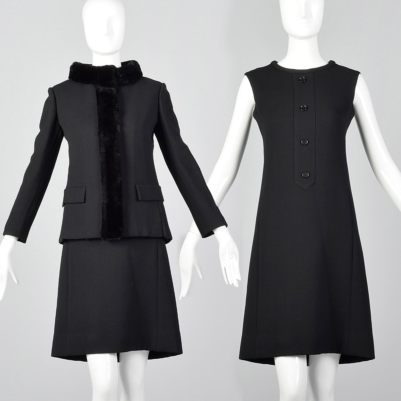 1960s Black Dress and Jacket Set