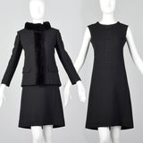 1960s Black Dress and Jacket Set