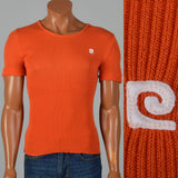 Small 1970s Pierre Cardin Knits Orange Sweater with Short Sleeves