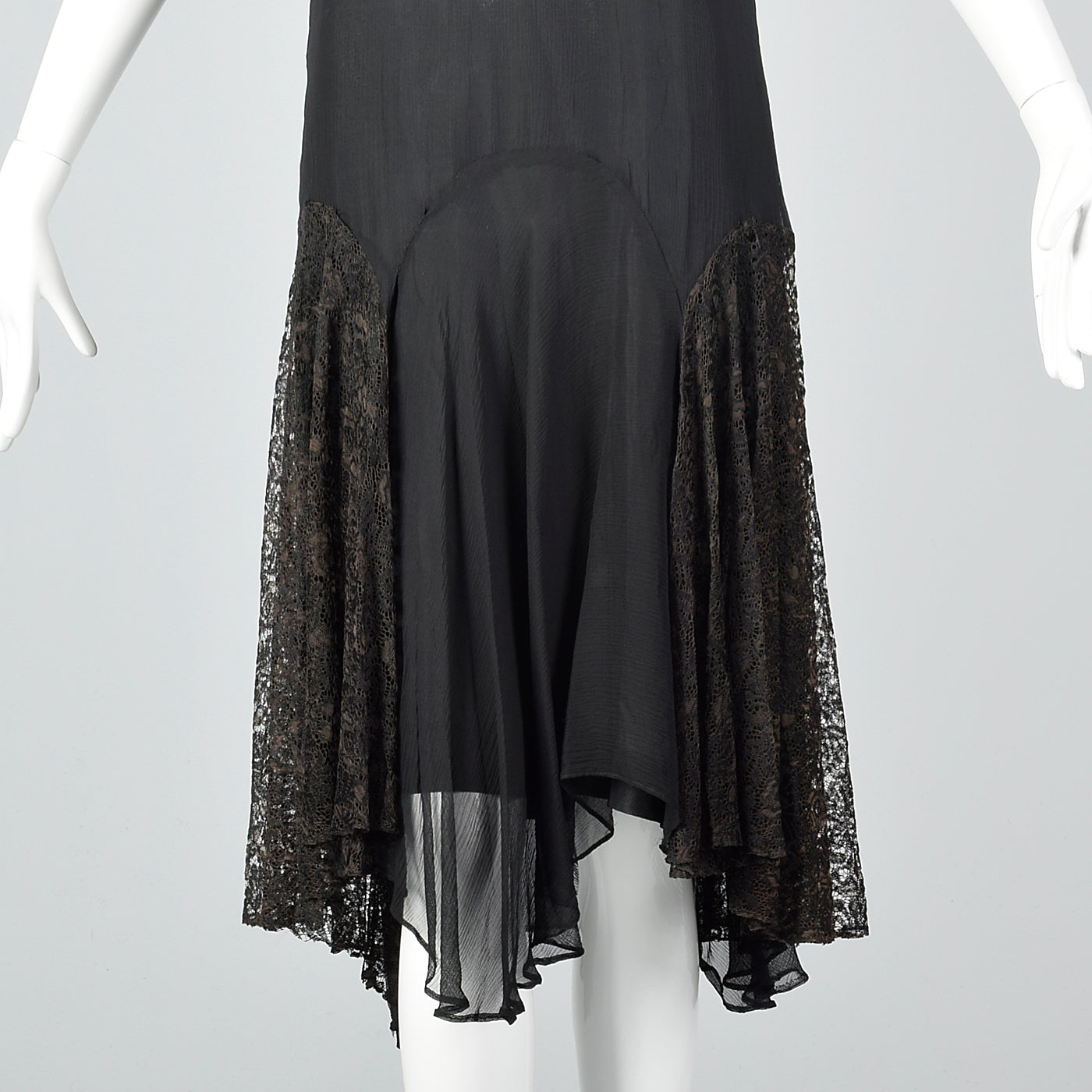 1920s Black Silk Dress with Lace Jacket