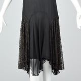 1920s Black Silk Dress with Lace Jacket