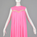 1960s Claire Sandra Lucie Ann Deadstock Pink Nightgown with Sheer Stripe