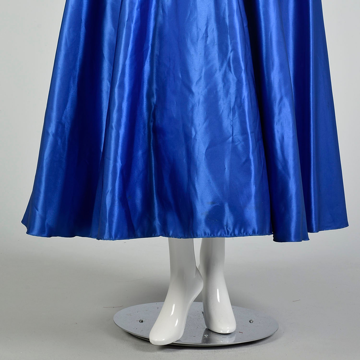 Large 1980s Mike Benet Formals Blue Ribbon Puff Sleeve Prom Dress