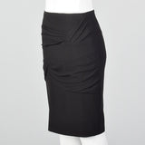 1990s Escada Black Pencil Skirt with Draped Detail