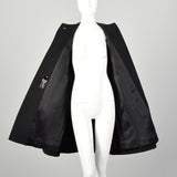 Small 1950s Swing Coat Elegant Winter Black Beaded Outerwear