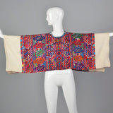1930s Bohemian Hand Loomed Cotton Huipil Poncho