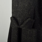 Large 1950s Coat Grey Wool Princess Fit & Flare Shawl Collar Winter Outerwear