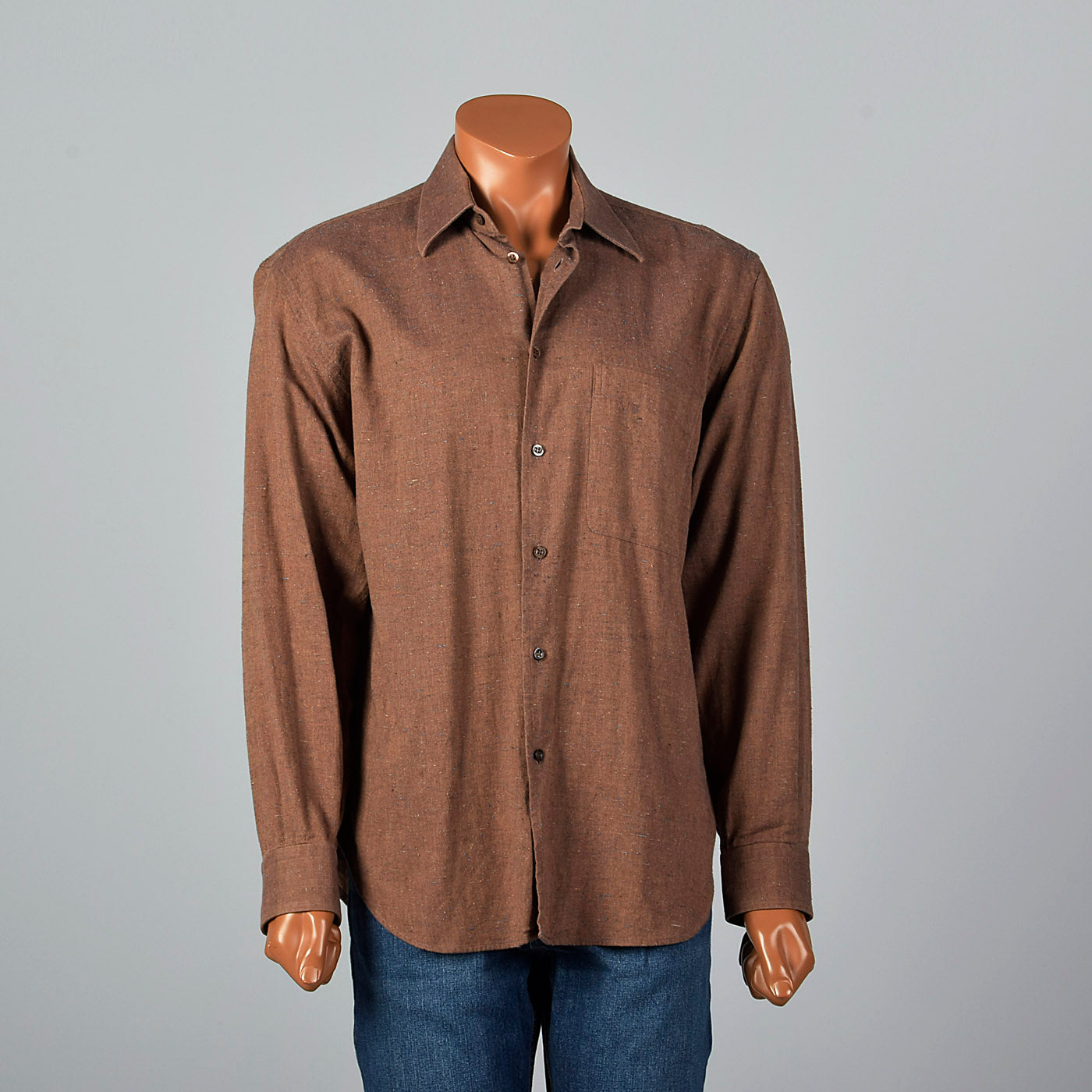 2000s Brown Shirt with Multicolor Flecks