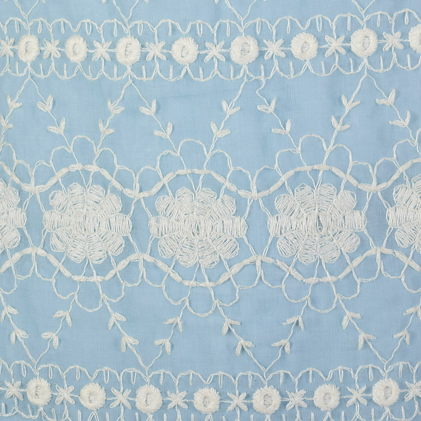 1960s Baby Blue Dress with White Embroidery