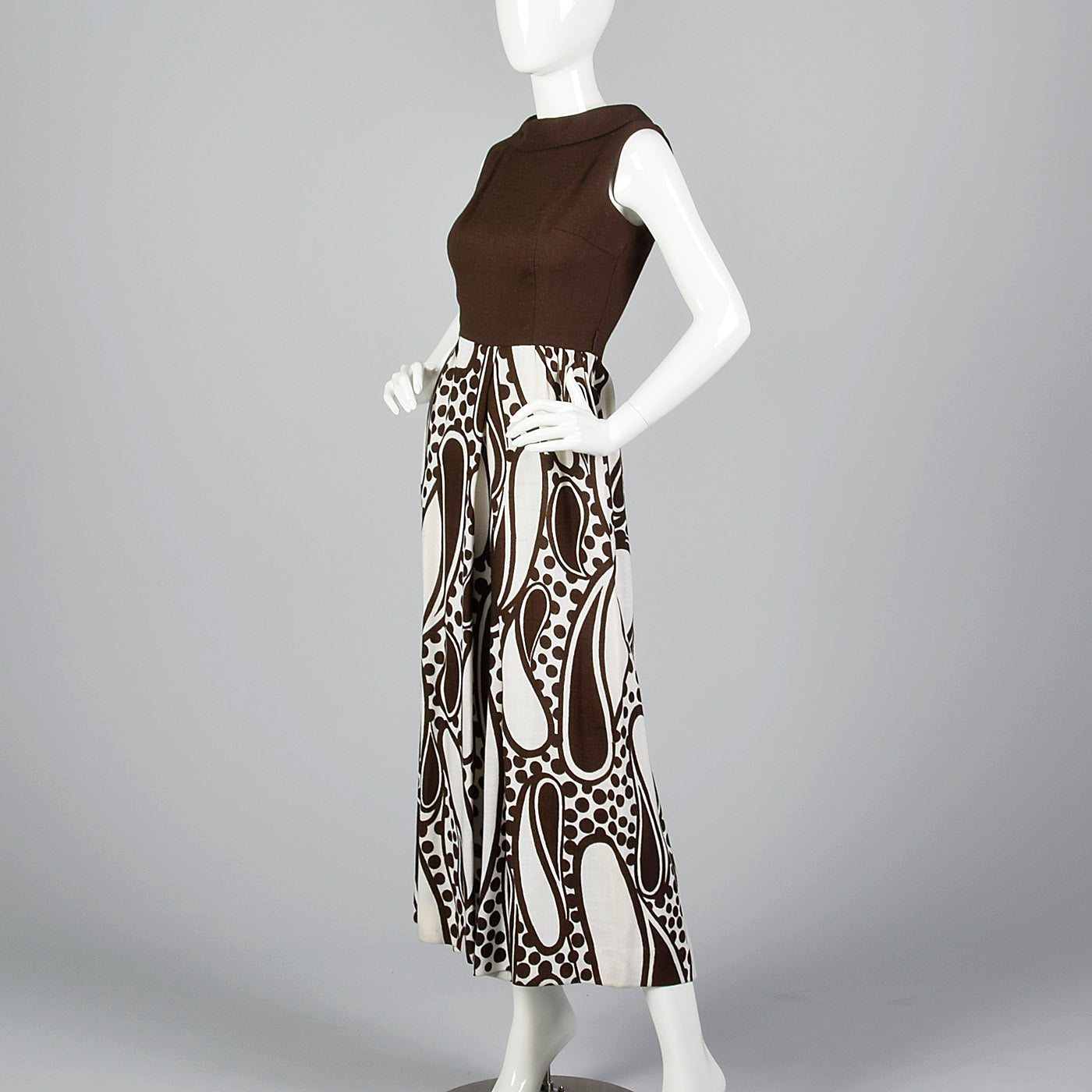 1970s Brown Paisley Jumpsuit