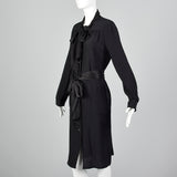 1990s Bottega Veneta Black Dress with Fabric Ties