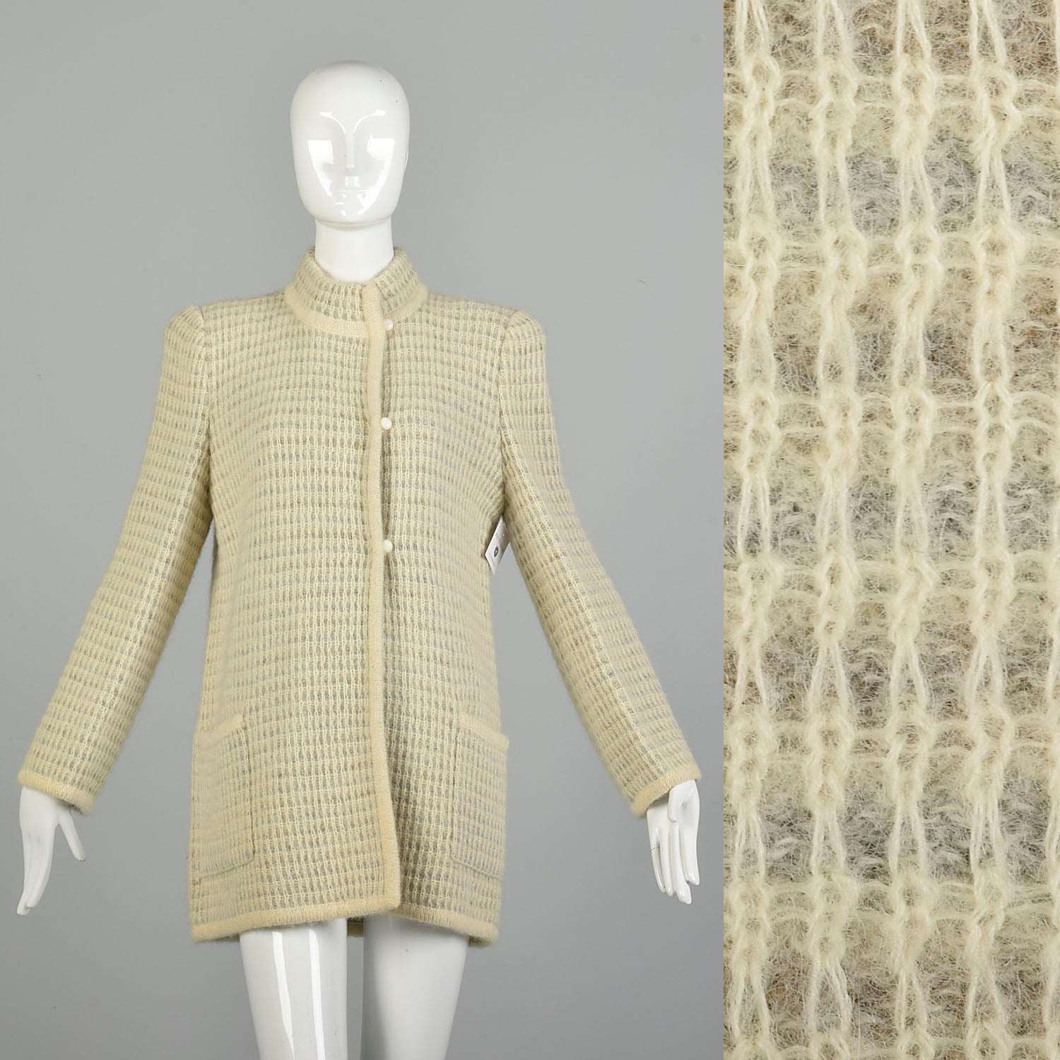 Medium 1980s Cozy Autumn Sweater Jacket Asymmetric Knit Cardigan Heavy Winter Sweater Coat