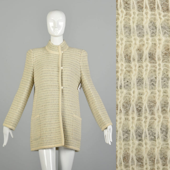 Medium 1980s Cozy Autumn Sweater Jacket Asymmetric Knit Cardigan Heavy Winter Sweater Coat