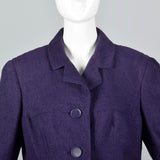 1960s Dark Purple Tweed Skirt and Jacket Set