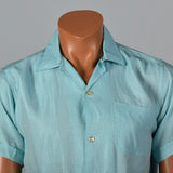1950s Mens Light Blue Rayon Shirt