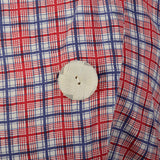 Large 1950s Day Dress Asymmetrical Red Plaid Cotton Tie Back Waist