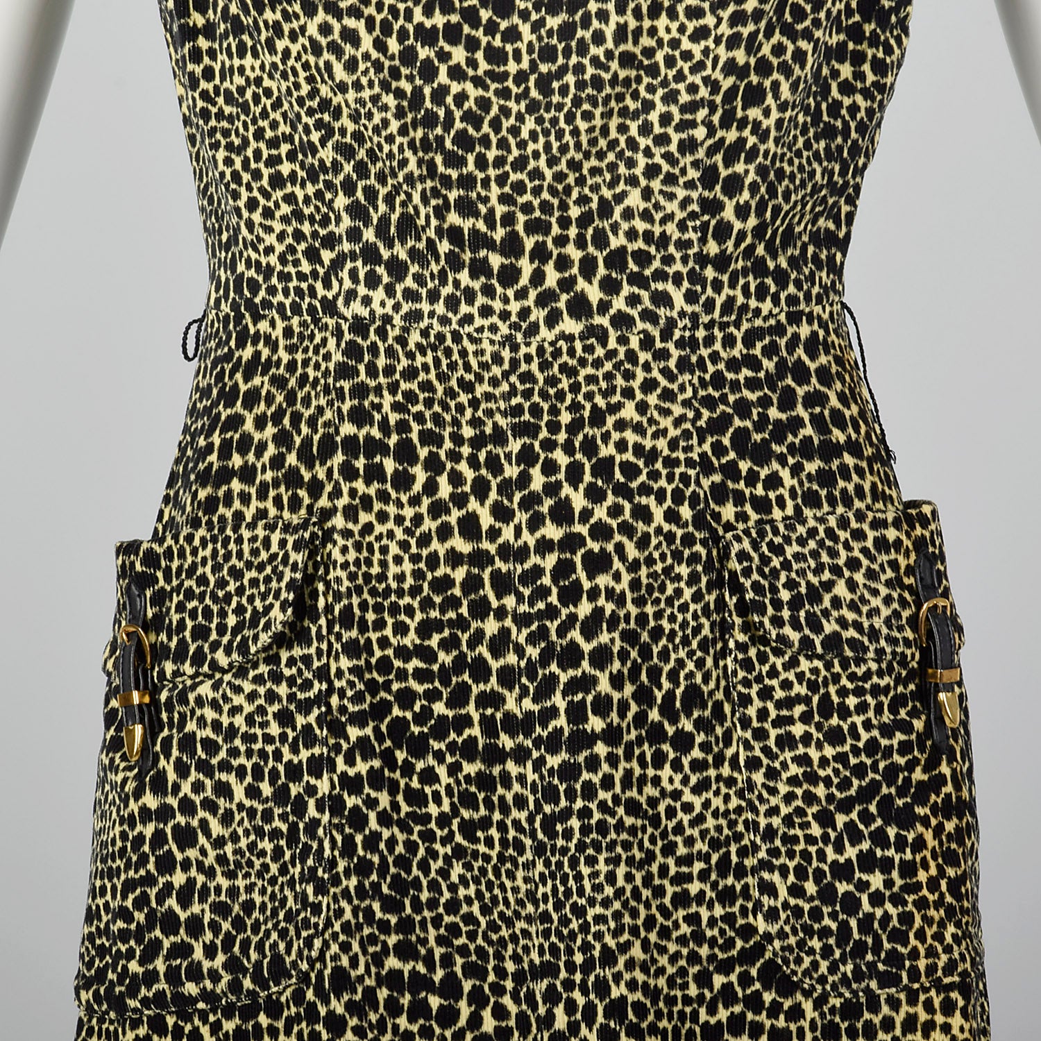 XS 1960s Animal Print Corduroy Dress