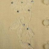 XL 1960s Dress Cream Classic Shirtwaist Rhinestone Wedding