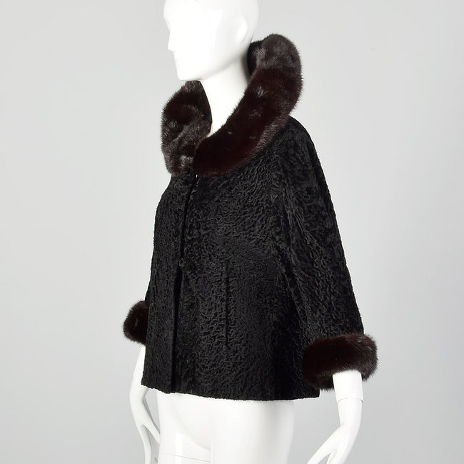 Large 1950s Black Persian Lamb Fur Coat