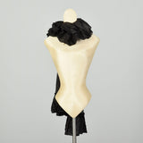 OSFM 1880s Victorian Black Chiffon Neck Ruffle Scarf Lappet Collar Ruff