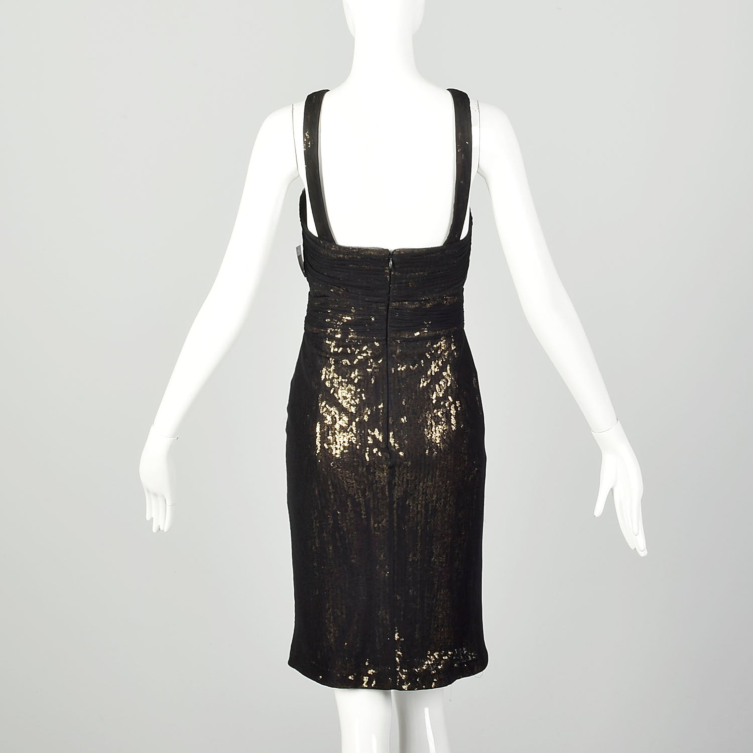 Medium Theia Black Party Dress Sheer Mesh Sleeveless Gold Sequin Mini Medium Theia Black Party Dress Sheer Mesh Sleeveless Gold Sequin Mini