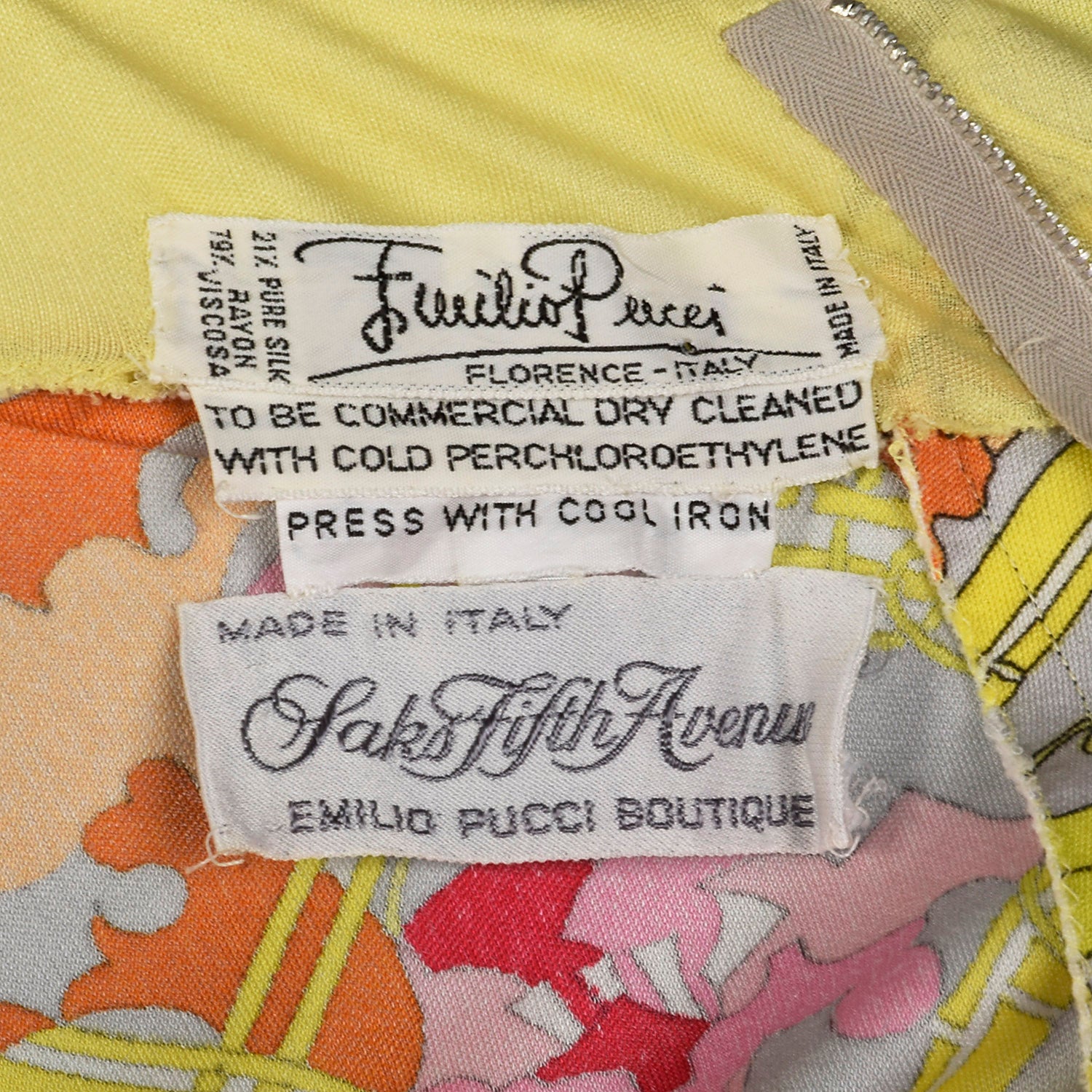 XXS 1960s Emilio Pucci Dress Long Sleeve Signature Print Silk Rayon Je –  Style & Salvage