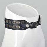 1980s Fendi Black Leather Belt with Snakeskin