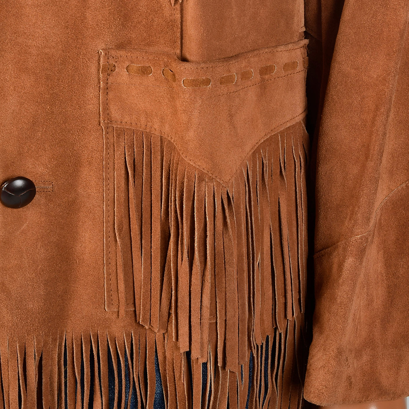 1970s Mens Brown Leather Fringe Jacket