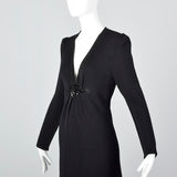 St John Long Sleeve Winter Dress with Plunging Neckline