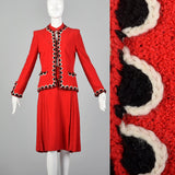 Small 1960s Adolfo Red Knit Skirt Suit