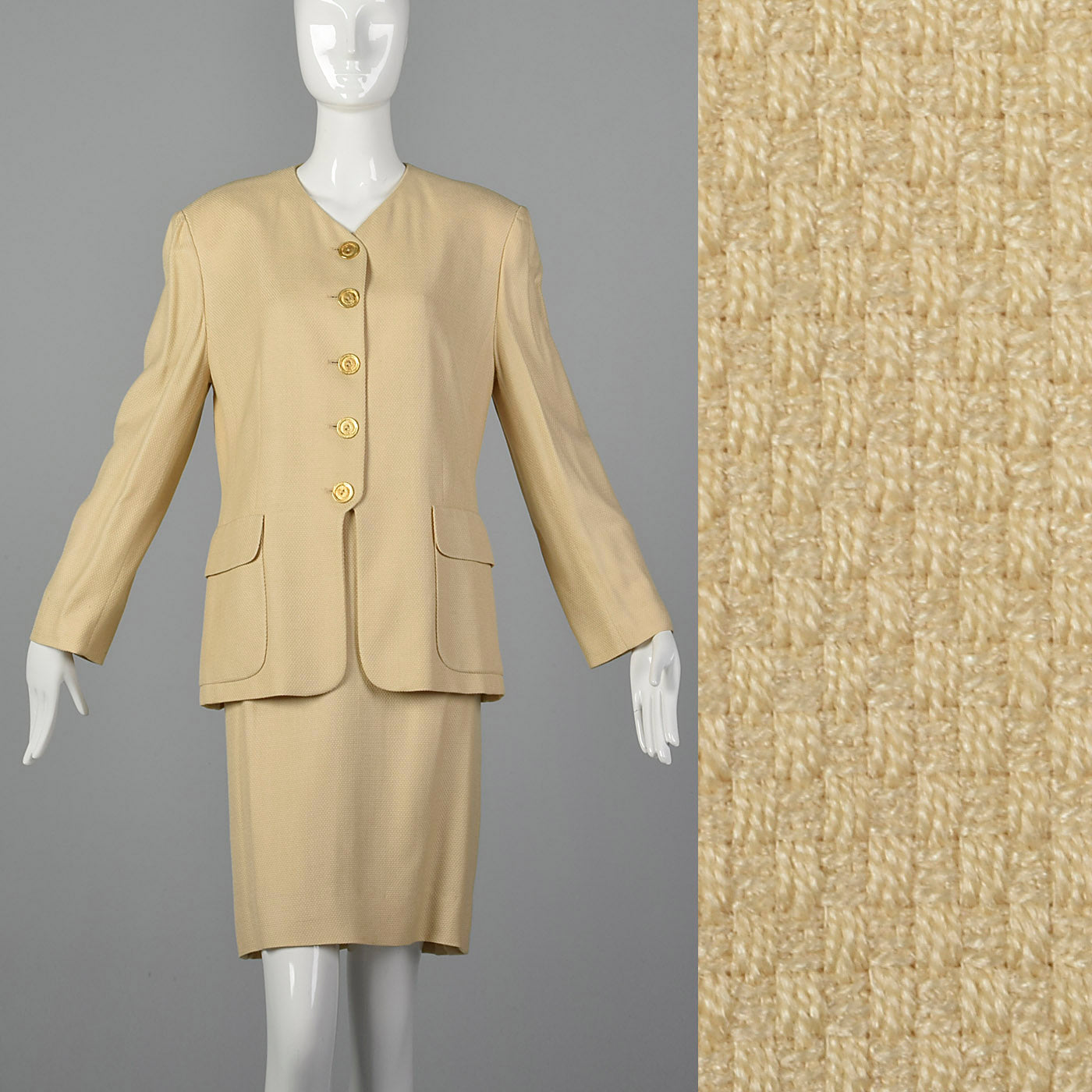 1980s Louis Feraud Beige Skirt Suit